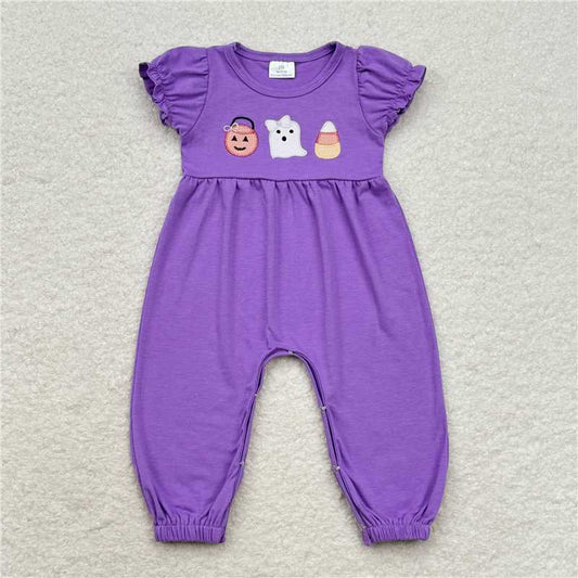SR1927  Baby Infant Girls Halloween Ghost Short Sleeve Rompers