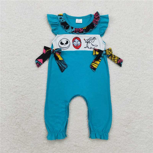 10.17 RTS NO MOQ （In stock） Matching Halloween SR1831 Baby Infant Girls Halloween Nightmare Bows Rompers