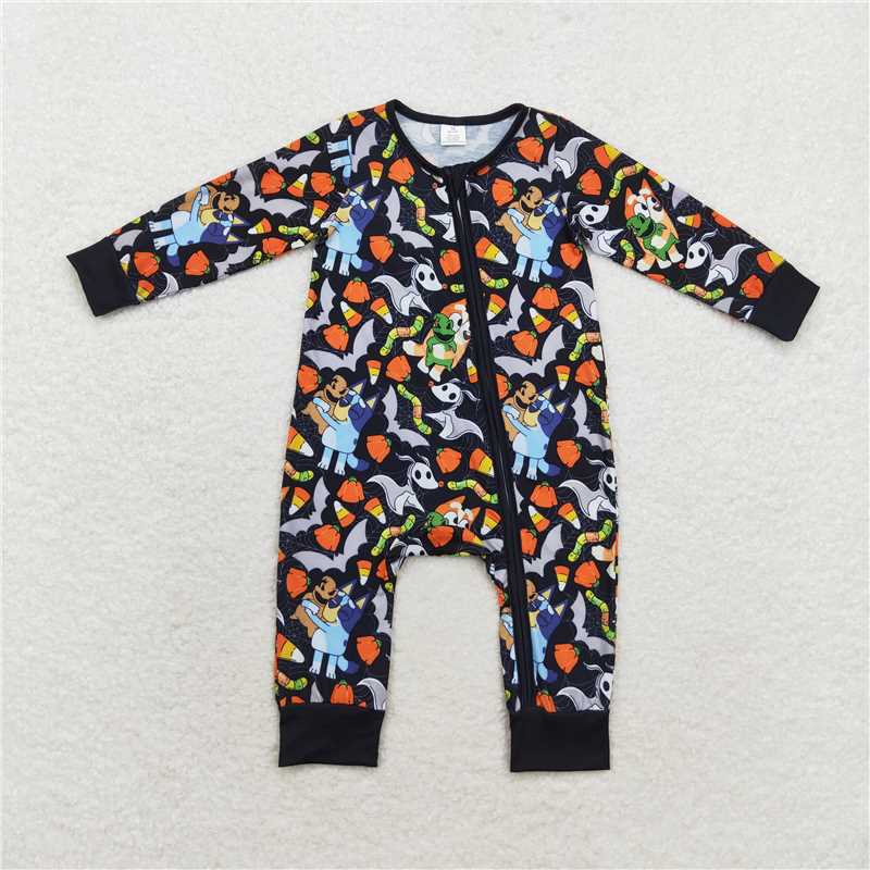 RTS LR1077 bluey modal Halloween candy bat black zipper long sleeve jumpsuit