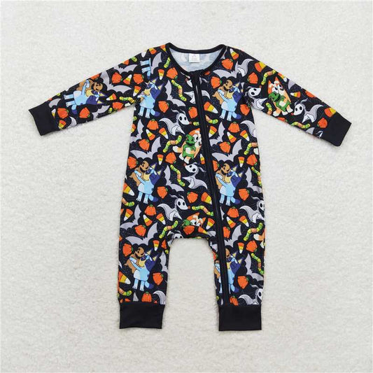 RTS LR1077 bluey modal Halloween candy bat black zipper long sleeve jumpsuit