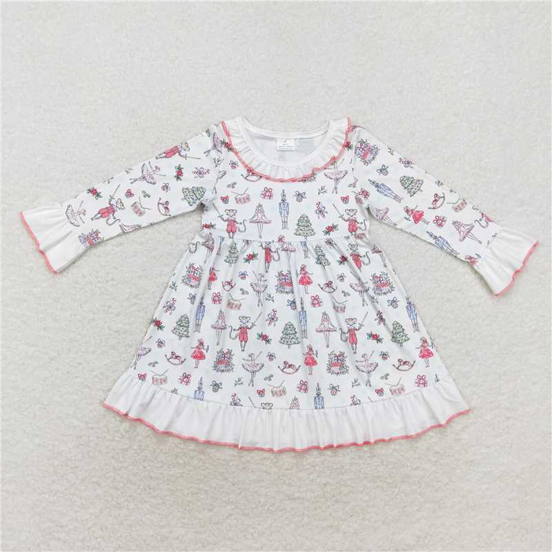 11.22 RTS NO MOQ （In stock）GLD0544 Baby Girls Christmas Soldier Pink Princess Knee Length Dresses