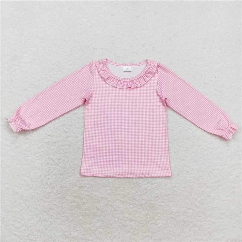 GT0641  Baby Girls Pink Long Sleeve Tee Shirts Tops