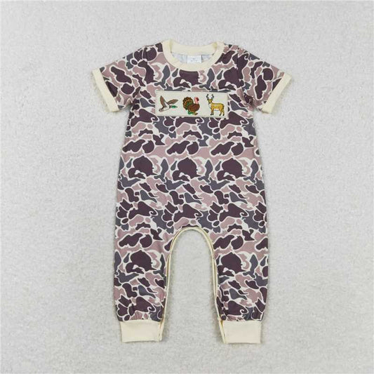 SR1901 Baby Infant Boys Camo Duck Turkey Deer Buttons Rompers