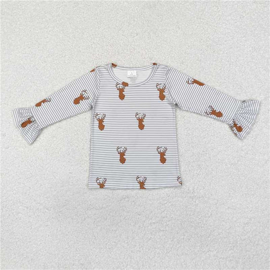 GT0739   Baby Girls Deers Hunting Long Sleeve Tee Shirts Tops