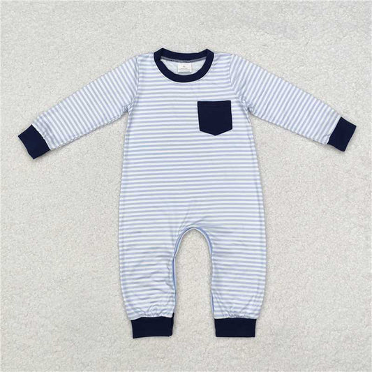 RTS LR1805 Navy blue long-sleeved jumpsuit with pocket stripes
