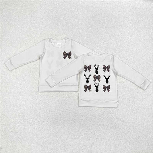 GT0760  Sibling Baby Girls Bows Ducks Deer Hunting Season Tee Shirts Tops