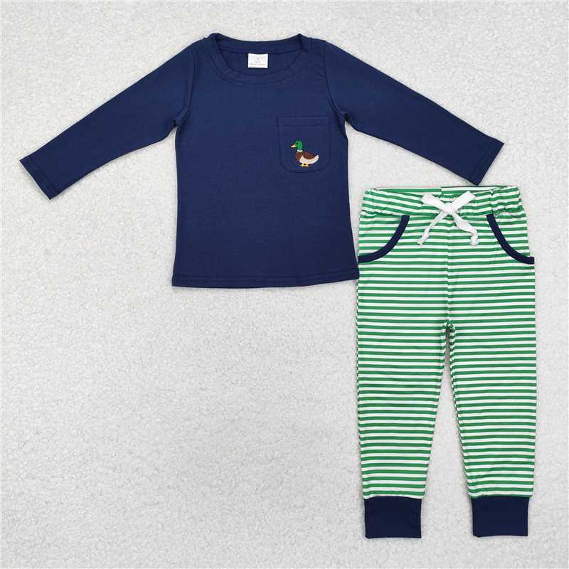 BLP0795Navy duck pocket top stripe pants boys clothing