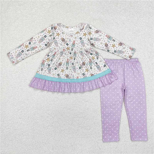 GLP1986Stars king ballet tunic polka dots leggings girls Christmas set