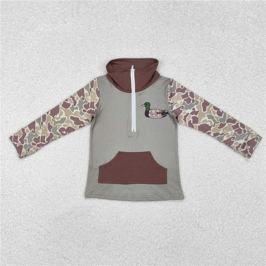BT0926  Baby Boys Green Camo Zip Duck Hunting Pullovers Tops
