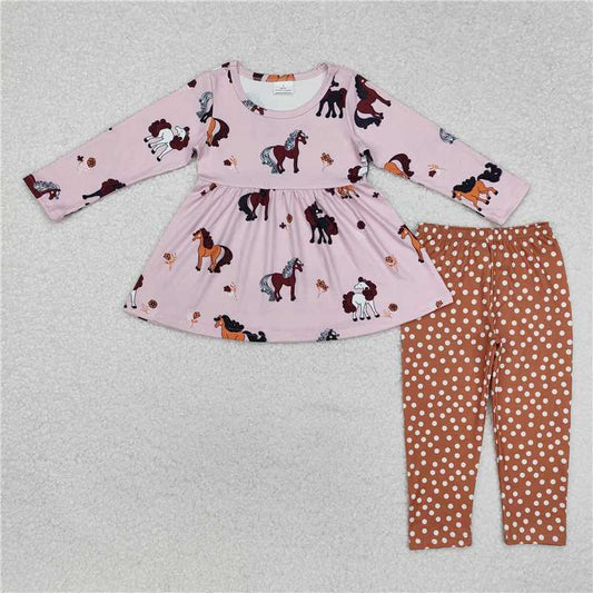 GLP2072Unicorn floral tunic polka dots leggings girls clothing