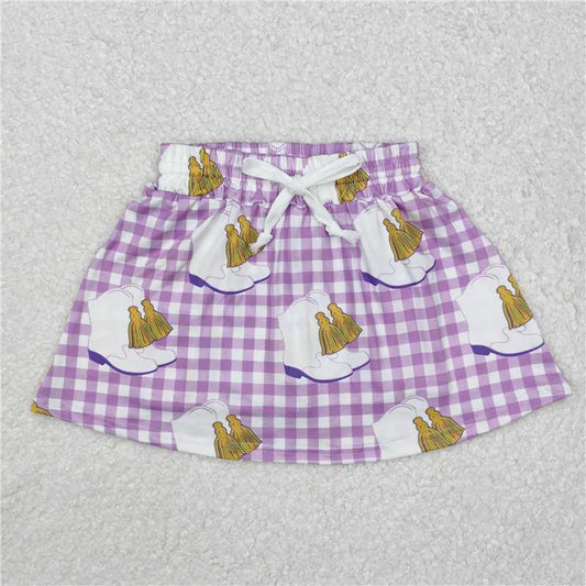 12.19 RTS NO MOQ （In stock）GLK0035 Baby Girls Mardi Gras Checkered Boots Skort Skirts