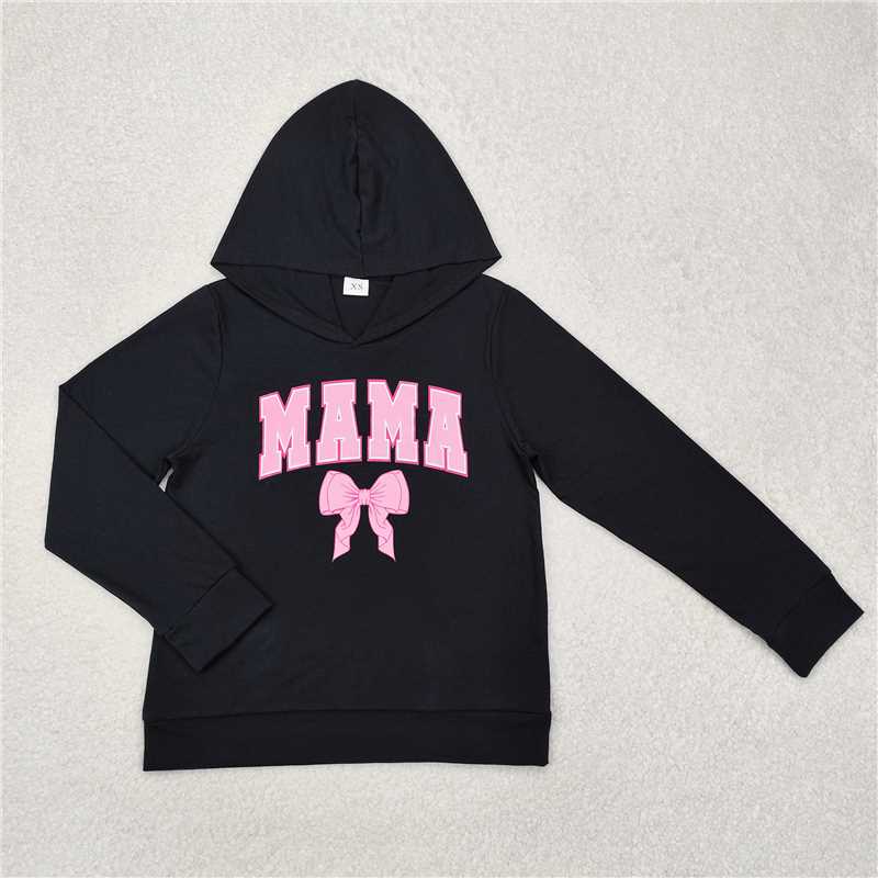 GT0901Long sleeves black Mama bow adult women hoodie