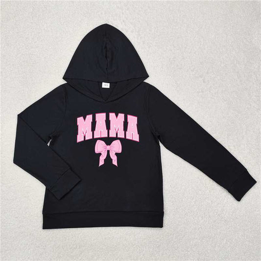 GT0901Long sleeves black Mama bow adult women hoodie