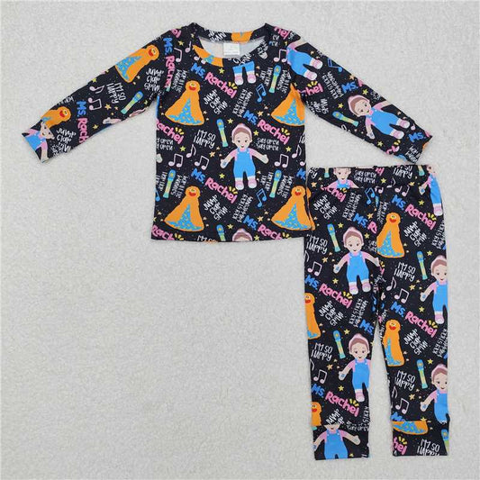 GLP2271Black long sleeves teacher music girls pajamas