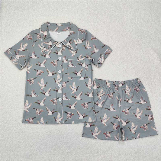 BSSO1046Duck pocket adult women button down summer pajamas