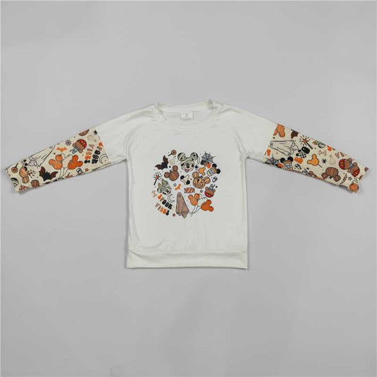 10.14 RTS NO MOQ （In stock）G2-16. Baby Boys Long Sleeve Top Pumpkin Mickey Long Sleeve Top