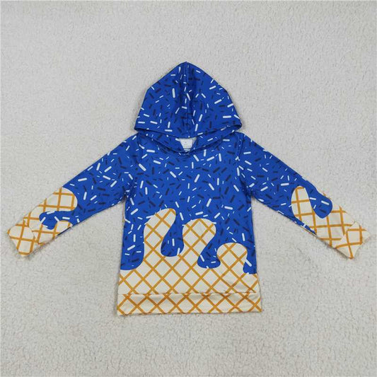 11.3 RTS NO MOQ （In stock）Matching BT1275 Baby Kids Royal Blue Long Sleeves Team Sprinkles Drips Hoodies Tops