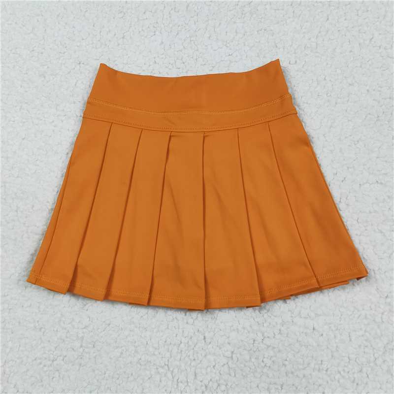 12.24 RTS NO MOQ （In stock）Matching GLK0109 Baby Girls Orange Yoga Skorts Bottom Pleated Skirts
