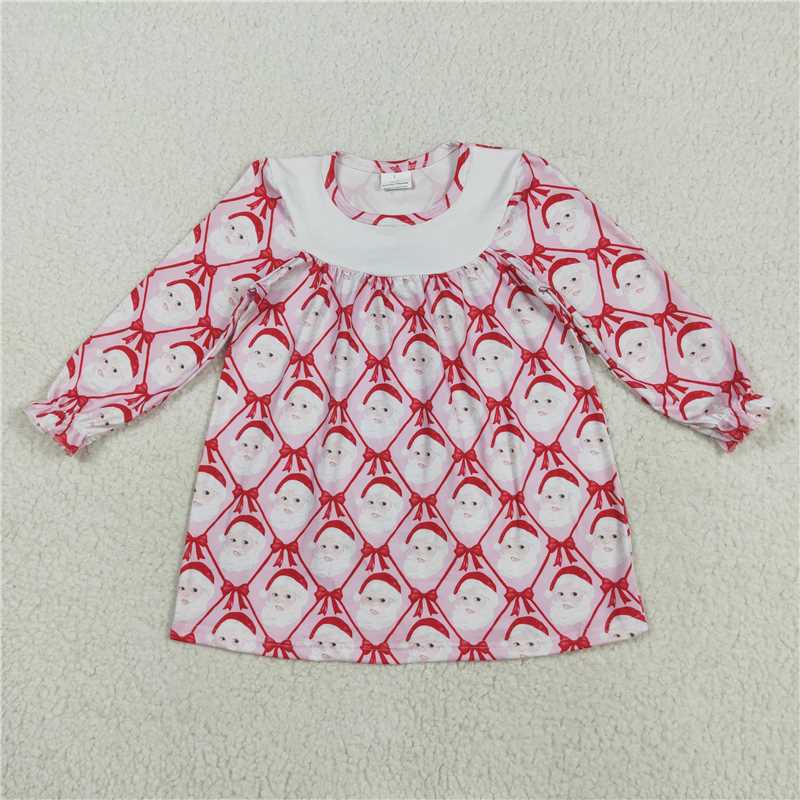11.20 RTS NO MOQ （In stock）GLD1136 Baby Girls Christmas Red Blows Santa Plaid Knee Length Dresses