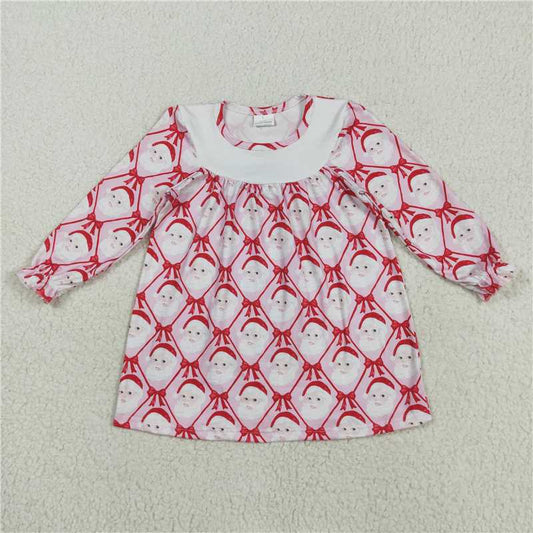 11.20 RTS NO MOQ （In stock）GLD1136 Baby Girls Christmas Red Blows Santa Plaid Knee Length Dresses