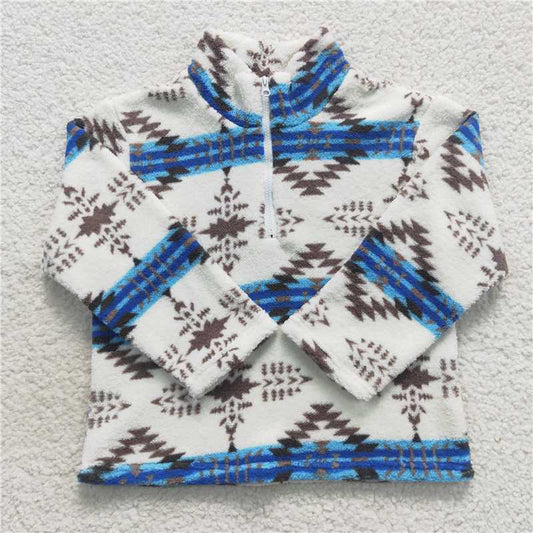 USA Shop (in stock)BT0354 Kids Sibling Thick Western Sherpa Zip Pullovers Tops