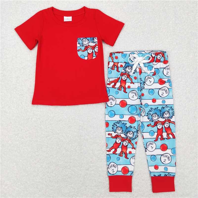 BSPO0239 Baby Boys Dr Reading Hats Short Sleeve Top Pants Clothes Sets
