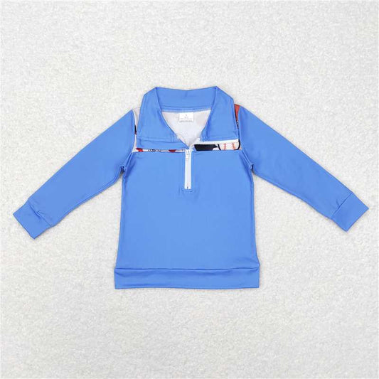 BT0466  Baby Boys Baseball Long Sleeve Zip Pullovers Shirts