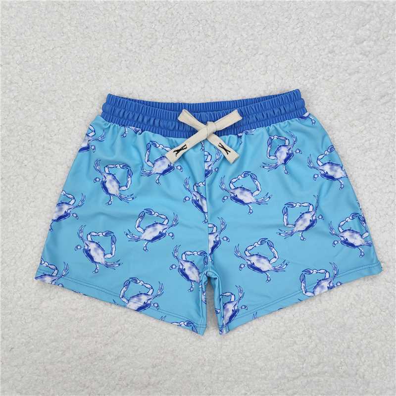 USA Warehouse (IN STOCK) S0169 Blue crab summer boy swim trunks