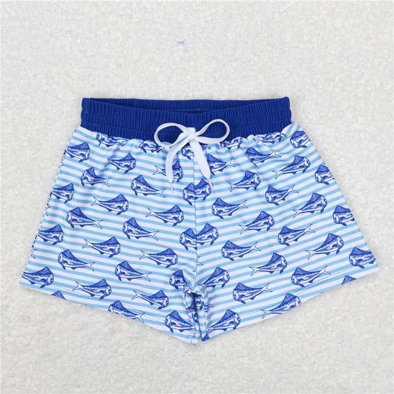 S0172 Fish striped blue and white swimming trunks