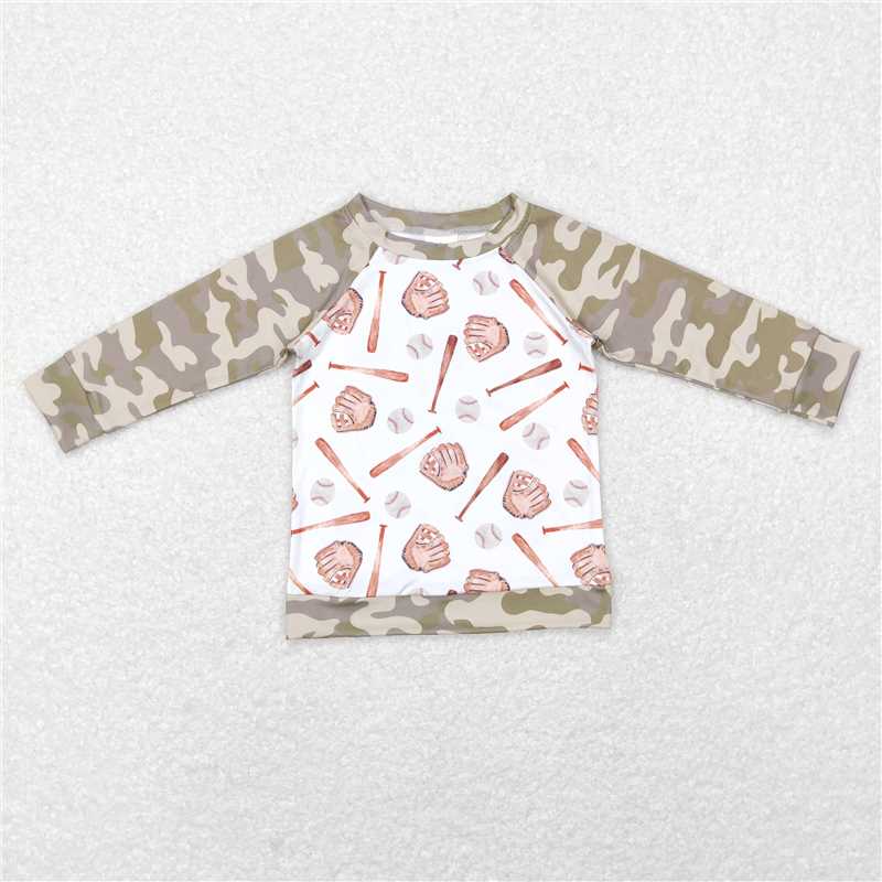 BT0469  Baby Boys Baseball Long Sleeve Camo Tops Tee Shirts