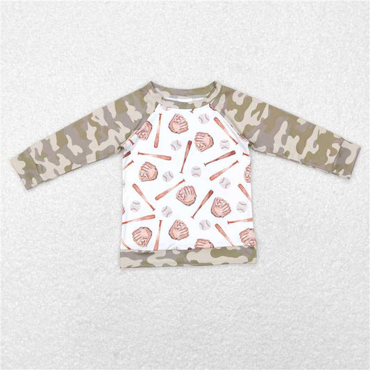BT0469  Baby Boys Baseball Long Sleeve Camo Tops Tee Shirts