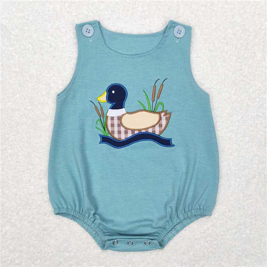 12.8 RTS NO MOQ （In stock）Matching SR0590 Baby Infant Boys Duck Summer Sleeveless Rompers