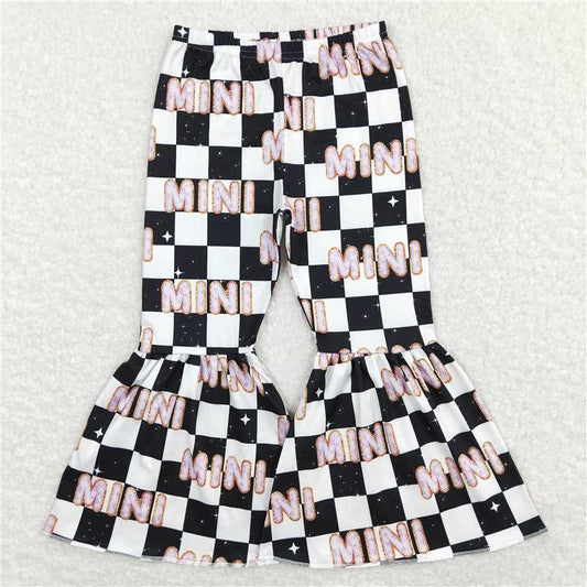 P0345 Mama And Mini Checkered Bell Flare Bottom Pants