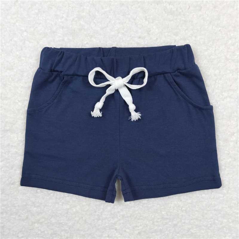 SS0136 RTS NO MOQ Baby Boys Summer Shorts Navy blue pocket shorts