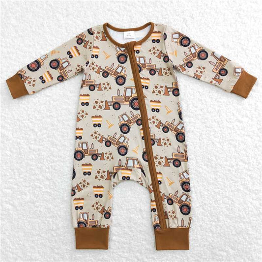 RTS LR0508 Boys brown long-sleeved engineering truck jumpsuit