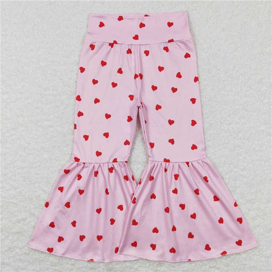 P0339  Baby Girls Pink Hearts Bell Bottom Pants