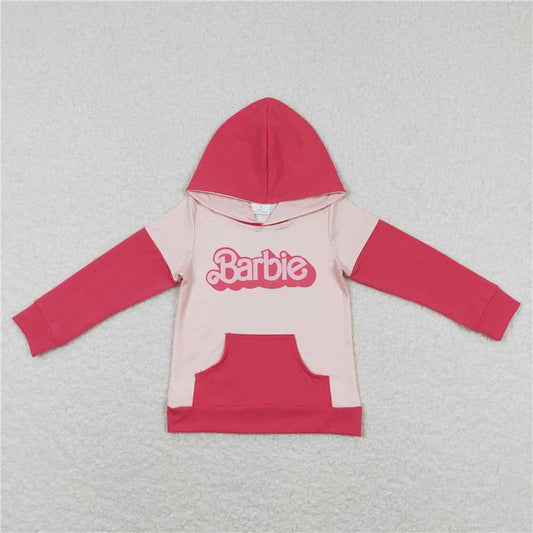 GT0400  Baby Girls Pink Pockets Doll Hoodie Tops Shirts