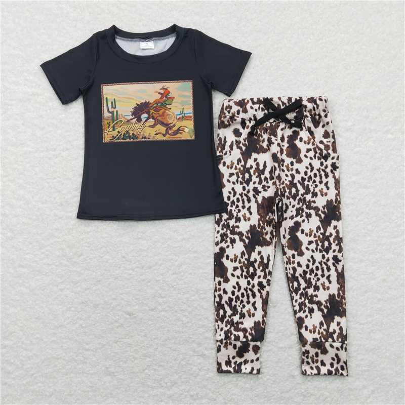 BSPO0149 Baby Boys Cowboy Shirt Cowhide Western Pants Clothing Sets