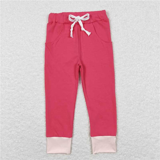 P0352  Baby Girls Pink Pockets Cotton Pants