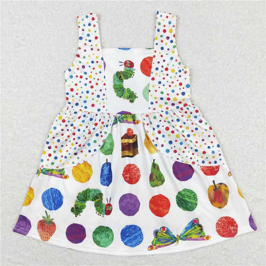 GSD0545  Baby Girls Green Worm Sleeveless Ruffle Knee Length Dresses