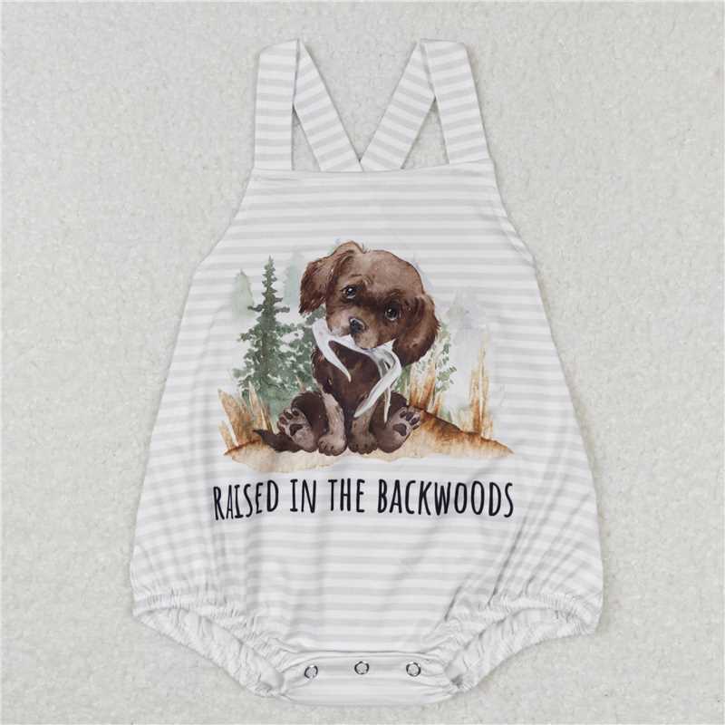 SR0659 Baby Infant Boys Dog Fishing Rompers