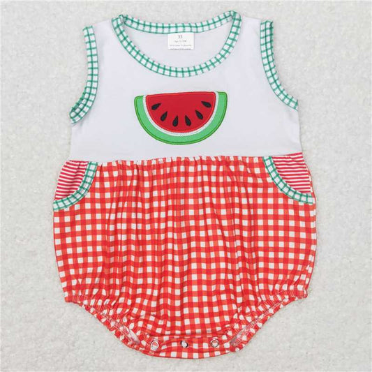 SR0592 Baby Infant Boys Watermelon Summer Sleeveless Rompers