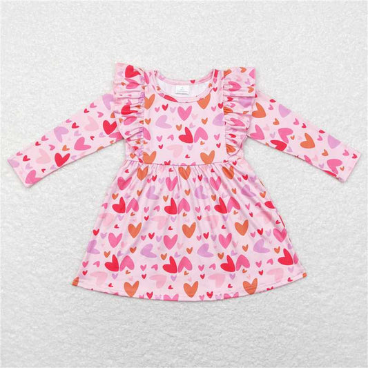 GLD0460  Baby Girls Valentines Hearts Pink Red Knee Length Dresses