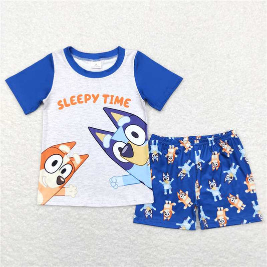 BSSO0421 Baby Boys Dogs Sleepy Time Shirts Shorts Pajamas Outfits Clothing Sets