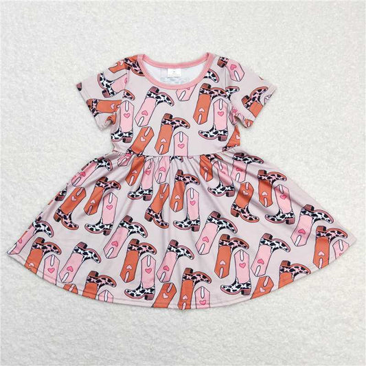 GSD0542  Short sleeves boots western girls dresses