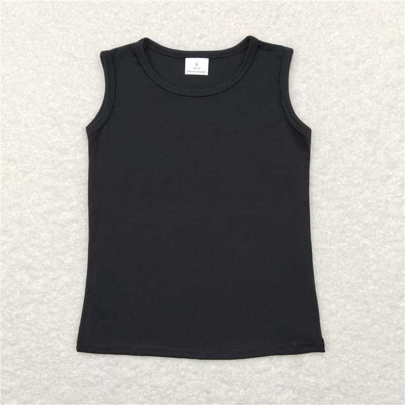 GT0419  Black sleeveless cotton baby girls summer shirt