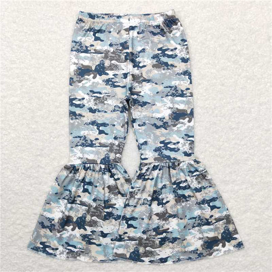 P0390  Baby Girls Toddler Green Camo Bell Pants