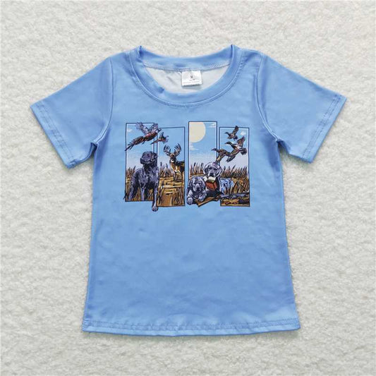 BT0509  Baby Boys Hunting Dog Duck Deer Short Sleeve Tee Shirts Tops