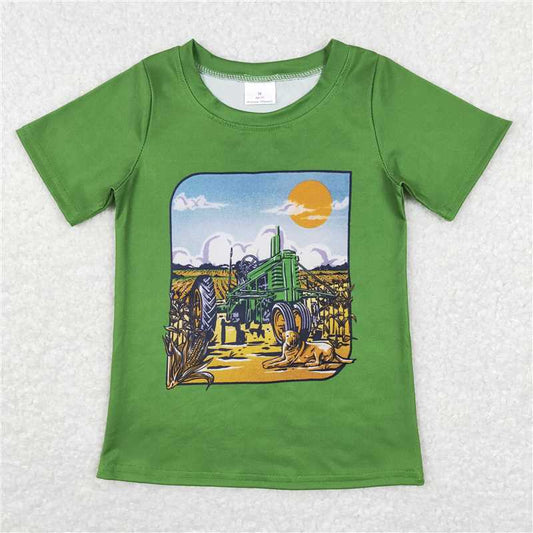 BT0503  Baby Boys Farm Dog Short Sleeve Tee Shirts Tops