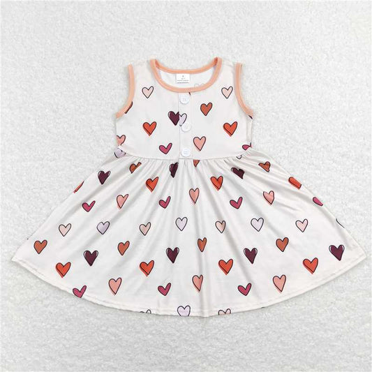 GSD0617  Baby Girls Valentines Red Hearts Knee Length Dresses